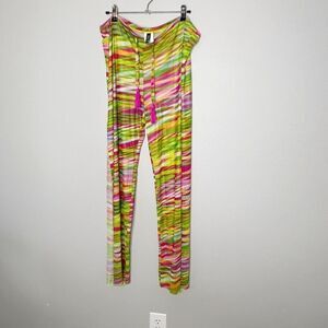 BECCA Rebecca Virtue HAREM PANTS split sides Size M Pink Green Swim Suit cover